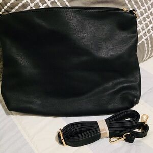 Joy Susan Black Crossbody Bag with Gold Accents